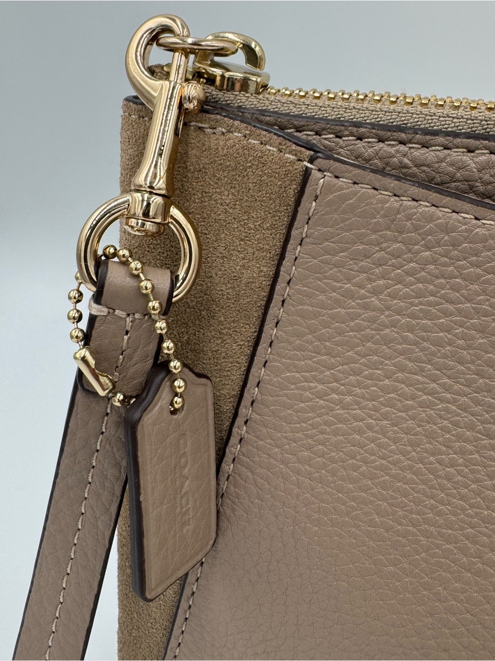 Coach Taupe Leather and Suede Clutch EUC - Picture 3 of 8